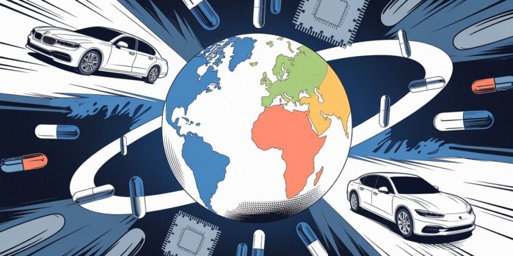 Donald Trump Menace d’Imposer des Droits de Douane sur l’Automobile et les Semi-Conducteurs - Viral Mag Donald Trump poursuit son offensive commerciale en menaçant dappliquer des droits de douane élevés sur les voitures importées les semi conducteurs et les produits pharmaceutiques Des réactions prudentes émergent en Asie Viral Mag