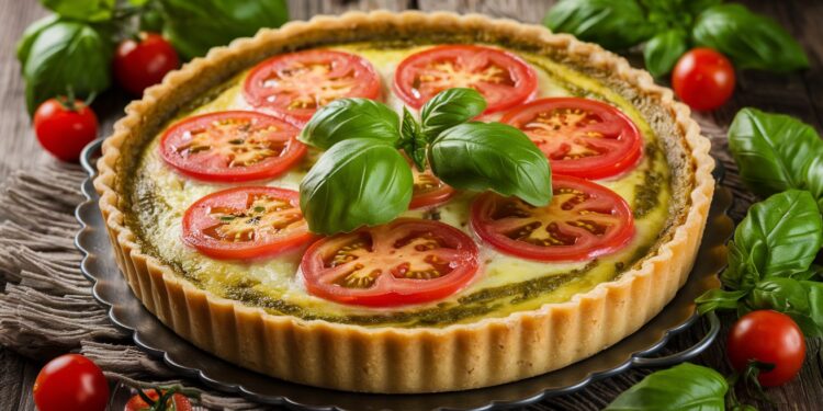 La Quiche Caprese sans Croûte : Un Délice Léger et Savoureux - Viral Mag Découvrez la recette facile de la quiche caprese sans croûte un plat idéal pour un repas léger et équilibré Tomate mozzarella pesto le tout cuit au four pour un résultat fondant et gourmand à souhait   Viral Mag