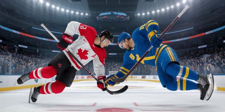 Le Canada Triomphe en Ouverture du Four Nations Face-Off - Viral Mag Sensationnel dénouement en prolongation du match inaugural du Four Nations Face off opposant le Canada à la Suède à Montréal  Un affrontement de légende   Viral Mag