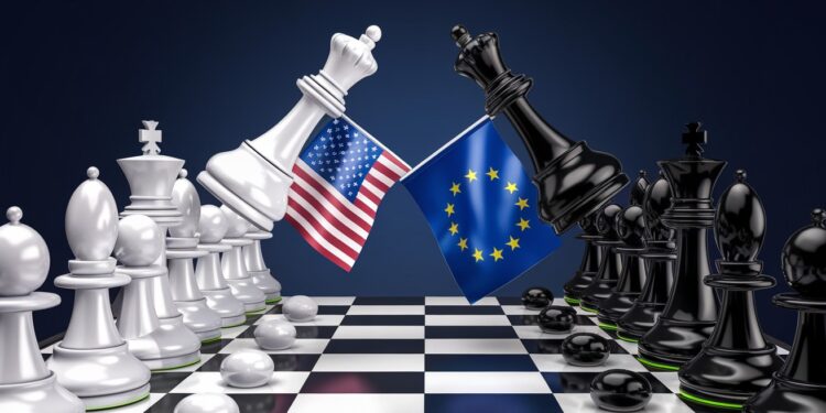 L’UE Prête à Riposter Fermement aux Droits de Douane Américains - Viral Mag Face à la menace de droits de douane supplémentaires par les États Unis lUnion européenne se tient prête à réagir de manière ferme et rapide Découvrez pourquoi lUE estime ces taxes injustifiées   Viral Mag