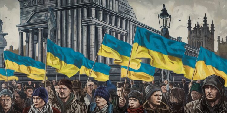 Manifestation à Londres : Soutien Massif à l’Ukraine en 2025 - Viral Mag Des centaines de personnes à Londres soutiennent lUkraine 3 ans après la guerre Quelles tensions avec Trump  Découvrez les enjeux    Viral Mag