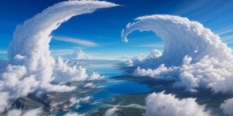 Phénomène Météorologique Rare : Un Nuage en Forme de Vague Capturé - Viral Mag Découvrez le fascinant phénomène des nuages en forme de vague un spectacle naturel dune rare beauté Les experts nous expliquent leur formation   Viral Mag