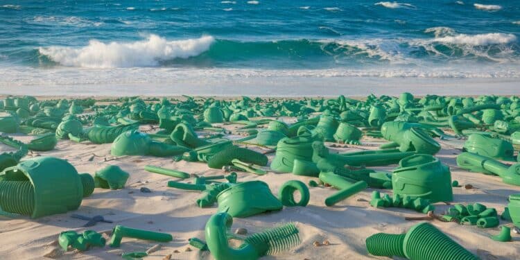Pollution Plastique Alarmante sur les Plages du Finistère - Viral Mag Des milliers de biomédias verts en plastique utilisés pour traiter les déchets à bord des navires séchouent sur les plages du Finistère Plaintes et inquiétudes face à cette pollution maritime insolite et nocive   Viral Mag