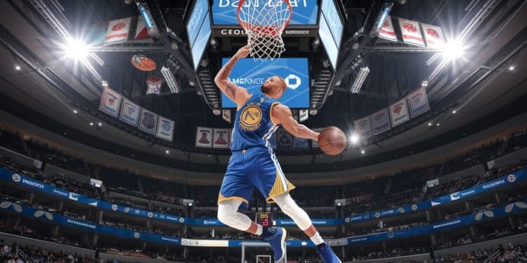 Stephen Curry Réussit un Tir Incroyable à l’Aveugle au All-Star Week-end 2025 - Viral Mag Au All Star Week end 2025 Stephen Curry a ébloui le public avec un tir spectaculaire à laveugle depuis le milieu du terrain démontrant une fois de plus son talent exceptionnel   Viral Mag