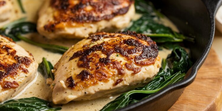 Découvrez notre recette facile et gourmande de poulet crémeux à lail et aux épinards prête en 20 min Un plat sain et savoureux pour toute la famille    Viral Mag