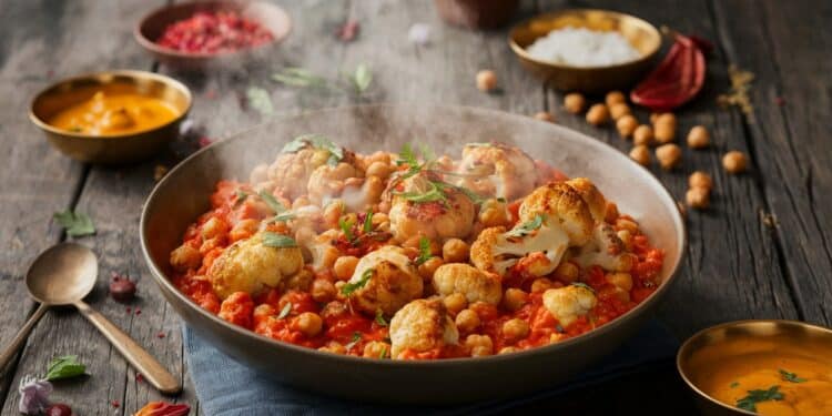Cauliflower Tikka Masala : La Recette Végétarienne Qui Cartonne - Viral Mag Découvrez le Cauliflower Tikka Masala aux pois chiches un plat veggie rapide et savoureux Prêt en 20 min il va révolutionner vos dîners    Viral Mag