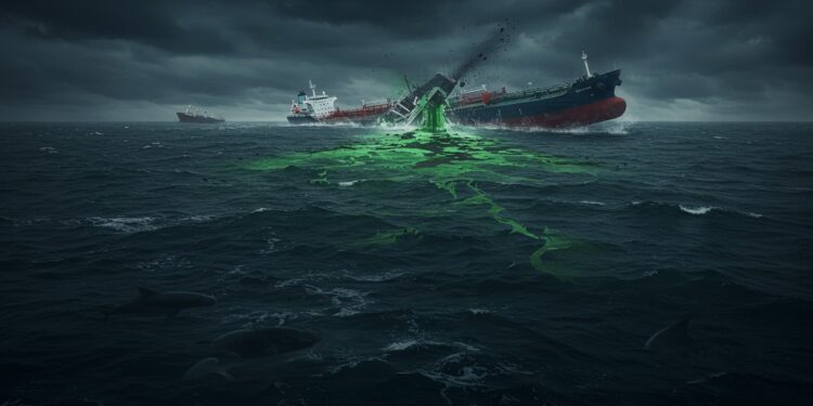 Collision en Mer du Nord : Alerte aux Risques Toxiques - Viral Mag Collision en mer du Nord kérosène et cyanure menacent la faune Greenpeace alerte sur une catastrophe écologique imminente Cliquez pour tout savoir Viral Mag
