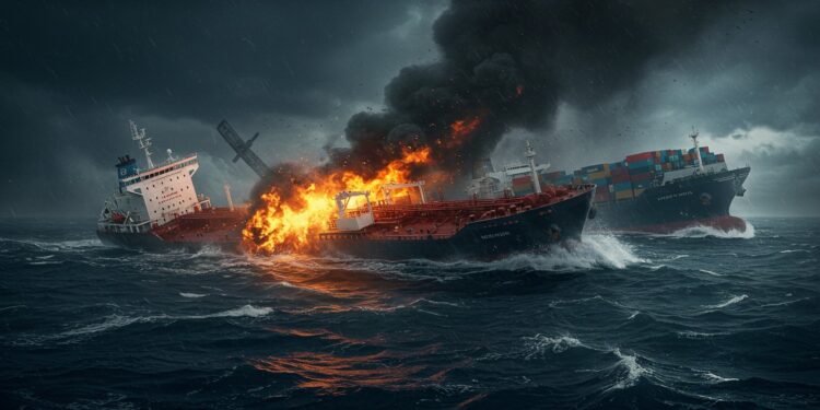 Collision dramatique en mer du Nord  un pétrolier percute un porte conteneurs fuite dhydrocarbures et incendie signalés Que sest il passé    Viral Mag