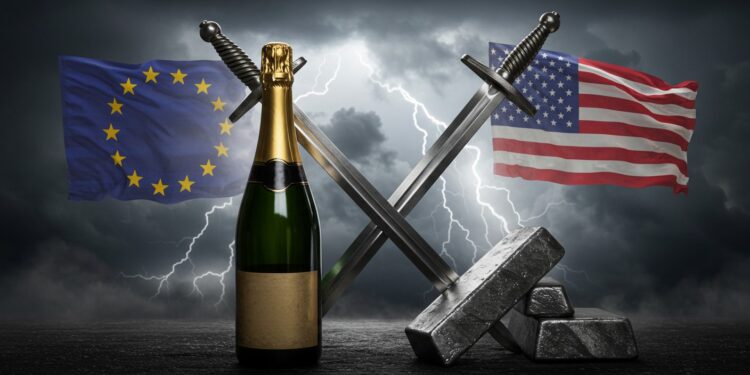 Droits de Douane : Une Guerre Commerciale Absurde ? - Viral Mag Trump menace de taxer vins et champagnes à 200  LUE riposte Une escalade commerciale idiote  Découvrez les enjeux    Viral Mag