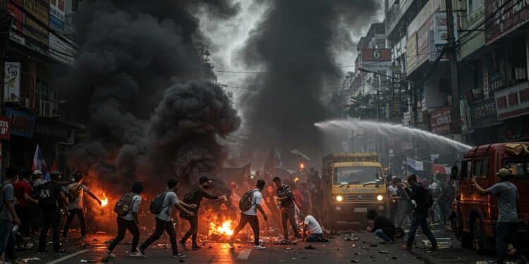 Indonésie : Tensions à Surabaya Contre la Loi Militaire - Viral Mag 24032025 À Surabaya des heurts éclatent contre une loi donnant plus de pouvoir à larmée Cocktails Molotov canons à eau jusquoù ira la colère populaire Viral Mag