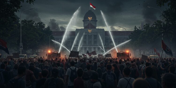 Indonésie : Tensions Autour de la Loi Militaire à Jakarta - Viral Mag Canons à eau contre manifestants à Jakarta  la nouvelle loi militaire indonésienne suscite la colère Découvrez pourquoi ce texte divise    Viral Mag