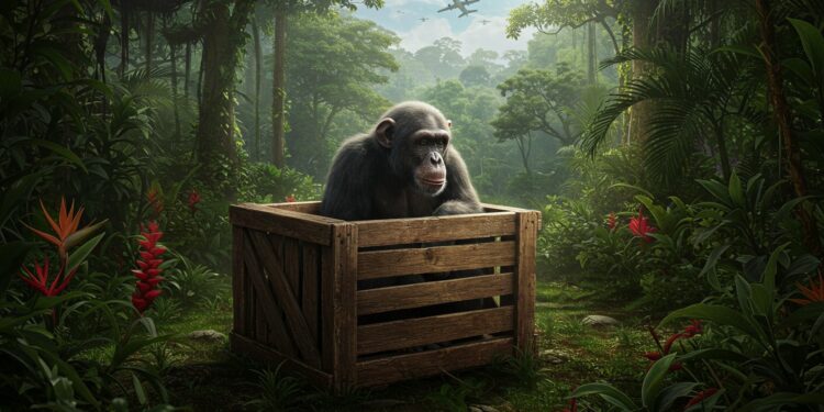 Le Dernier Chimpanzé de Colombie au Brésil : Une Nouvelle Vie ? - Viral Mag 24032025 Un chimpanzé peint mange avec des couverts et vole vers le Brésil pour une nouvelle vie Réussira t il à retrouver ses semblables après des années seul Viral Mag