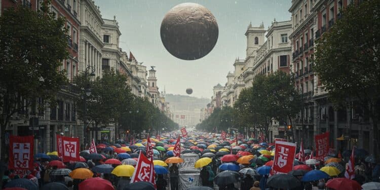 Manifestation à Madrid : Une Égalité Réelle Exigée - Viral Mag Découvrez la marche à Madrid pour légalité femmes hommes face aux discours réactionnaires Une foule unie sous la pluie Viral Mag