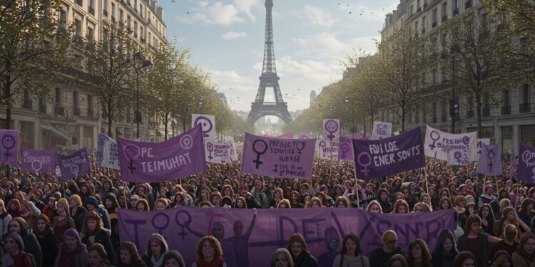 Manifestations en France pour l’Égalité Femmes-Hommes - Viral Mag Des milliers de Français défilent pour légalité et contre le masculinisme Pourquoi cette lutte reste cruciale en 2025  Découvrez les enjeux    Viral Mag