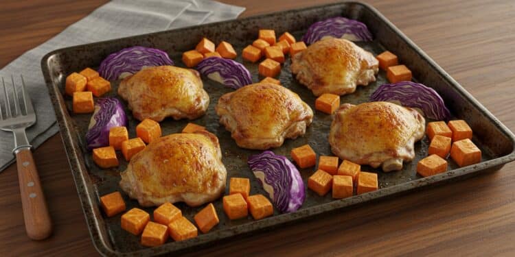 Découvrez une recette savoureuse et simple de poulet rôti avec chou rouge et patates douces Un repas sain et rapide qui va révolutionner vos dîners    Viral Mag