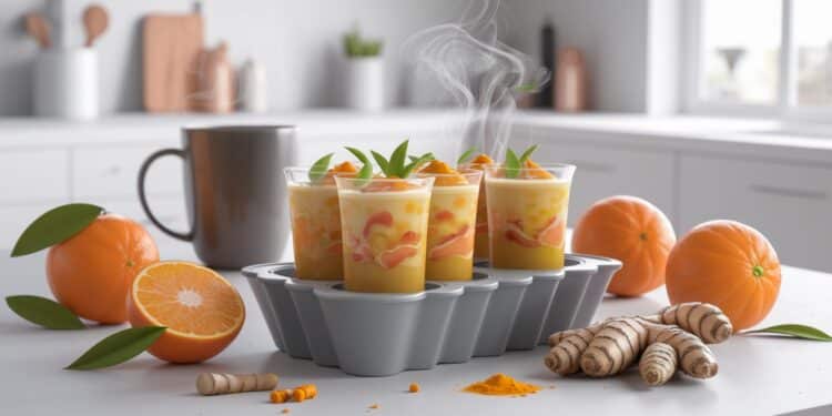 Shots Orange-Gingembre-Curcuma : La Tendance Santé 2025 - Viral Mag Découvrez les shots orange gingembre curcuma gelés le secret bien être de lhiver 2025 Boostez votre immunité avec cette recette facile et savoureuse Viral Mag