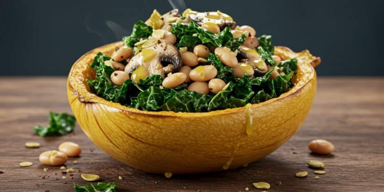 Spaghetti Squash Nests : La Recette Végé Qui Cartonne - Viral Mag Découvrez les spaghetti squash nests un plat végétarien tendance avec kale haricots et champignons Recette facile et savoureuse Viral Mag