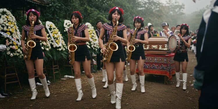 Taïwan : Une Fanfare Féminine Révolutionne les Funérailles - Viral Mag Découvrez comment une fanfare féminine à Taïwan transforme les funérailles en célébrations vibrantes avec minijupes et rock Cliquez pour en savoir plus Viral Mag