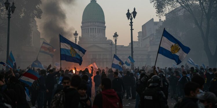 Violents Heurts à Buenos Aires : Retraités et Supporters Unis - Viral Mag Clashes violents à Buenos Aires entre police et manifestants pour les retraites Supporters de foot en renfort que sest il passé Viral Mag