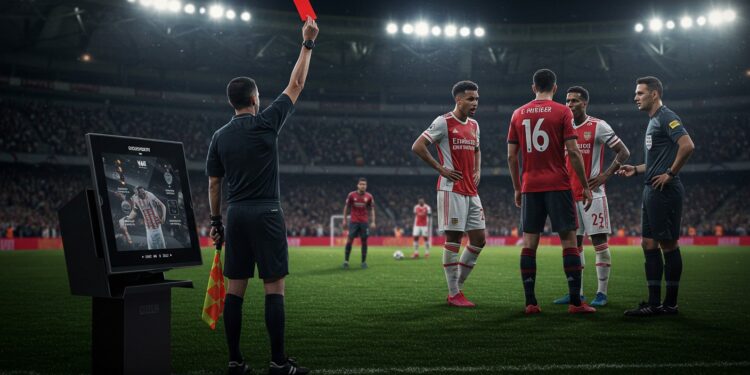 Arbitrage Controversé : Le Derby Sous Tension - Viral Mag Analyse du carton rouge annulé lors de Saint Étienne Lyon Une décision arbitrale critiquée qui relance le débat sur la VAR en Ligue 1 Viral Mag