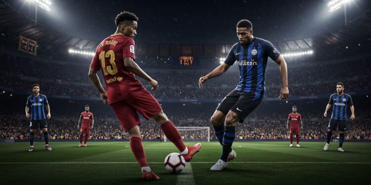 Barcelone-Inter : Duel Épique en Ligue des Champions - Viral Mag FC Barcelone affronte Inter Milan en demi finale de Ligue des Champions Suivez ce choc captivant avec Lamine Yamal et Marcus Thuram en vedette Viral Mag