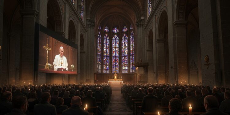 À Saint Sulpice les fidèles se réunissent pour les funérailles du pape François sur écran géant Découvrez lémotion et le recueillement partagés   Viral Mag