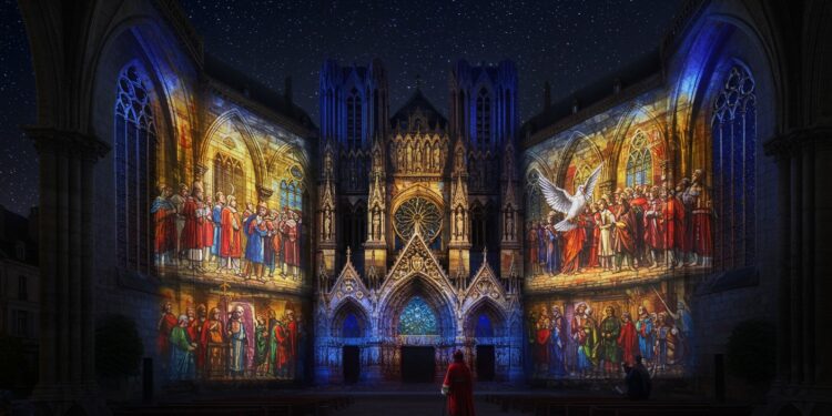 Luminiscence : La Basilique Saint-Remi Éblouit Reims - Viral Mag Spectacle son et lumière à Reims  découvrez Luminiscence une immersion féerique dans la basilique Saint Remi entre histoire et art Réservez vite    Viral Mag