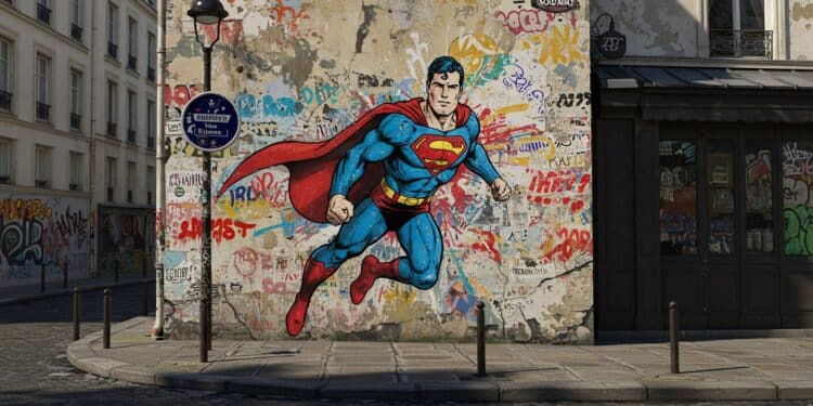 Mr Brainwash : L’Artiste Derrière Superman À Paris - Viral Mag Découvrez Mr Brainwash lartiste français qui célèbre Superman avec une fresque géante à Paris pour le Superman Day 2025   Viral Mag