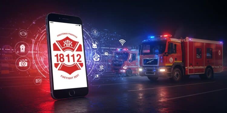 Nouveau Logo des Pompiers : Un Futur Connecté - Viral Mag Les pompiers dévoilent un logo moderne symbolisant un avenir connecté avec un smartphone et les numéros durgence 18 et 112 Découvrez ce changement    Viral Mag
