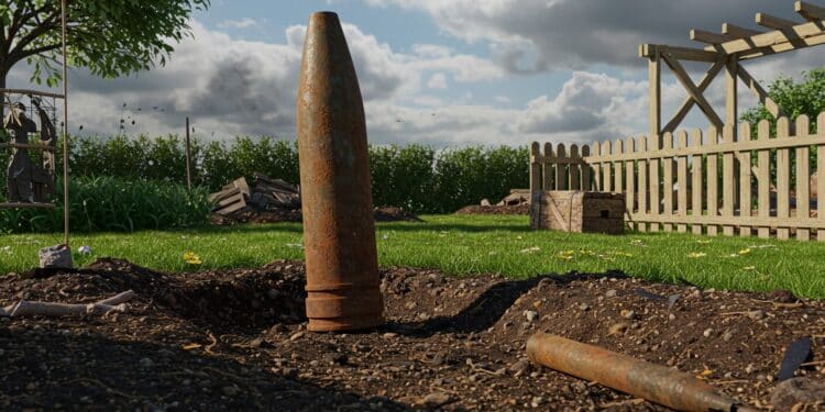 Obus Découvert : Un Passé Explosif Ressurgit - Viral Mag Un habitant des Yvelines trouve un obus de la Seconde Guerre mondiale en rénovant sa clôture Découvrez cette histoire et ses implications   Viral Mag