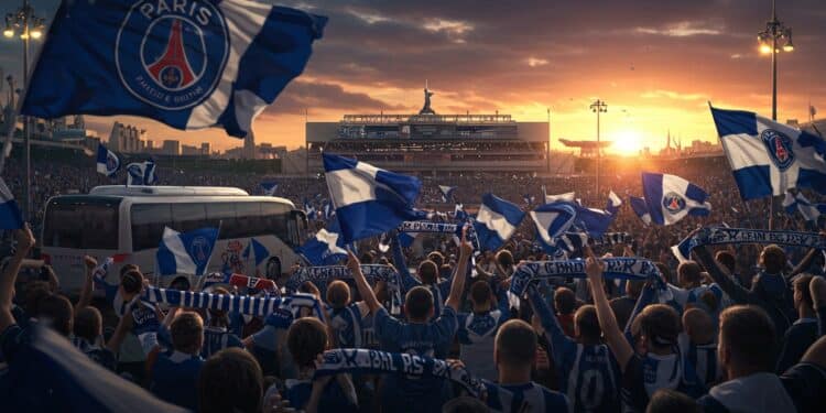Le Paris FC à un match de la Ligue 1  Supporters en bus Grand Rex accueil à laéroport  découvrez comment ils préparent la fête   Viral Mag