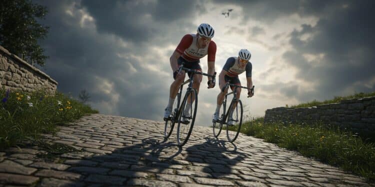 Pogacar vs Van der Poel : Duel Explosif au Tour des Flandres - Viral Mag Après Milan San Remo le choc Pogacar Van der Poel sannonce titanesque au Tour des Flandres Qui dominera Découvrez les enjeux Viral Mag