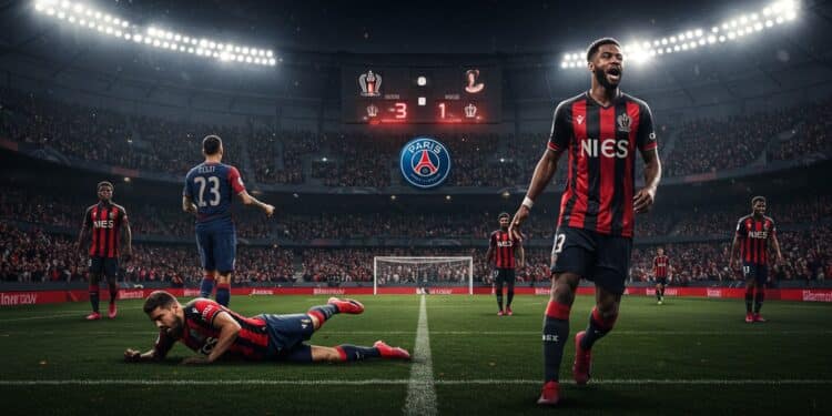 Le PSG chute face à Nice 1 3 et perd son invincibilité en Ligue 1 Découvrez lanalyse du match et les réactions Lisez larticle    Viral Mag