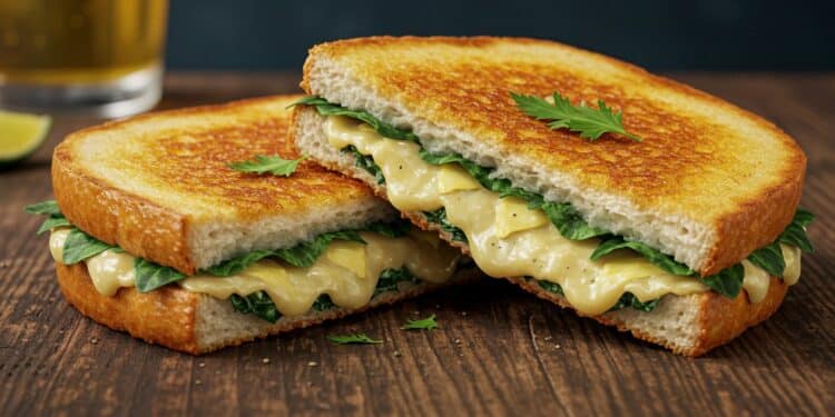 Recette Virale : Le Grilled Cheese Épinard-Artichaut - Viral Mag Découvrez le grilled cheese épinard artichaut un sandwich gourmand et sain qui fait le buzz Recette facile et astuces pour un repas parfait Viral Mag