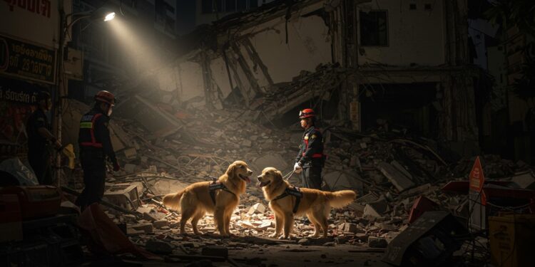 Séisme en Thaïlande : Les Chiens de Sauvetage, Héros Émotionnels - Viral Mag Découvrez comment les chiens de sauvetage en Thaïlande apaisent les familles après un séisme dévastateur Un récit émouvant à ne pas manquer Viral Mag