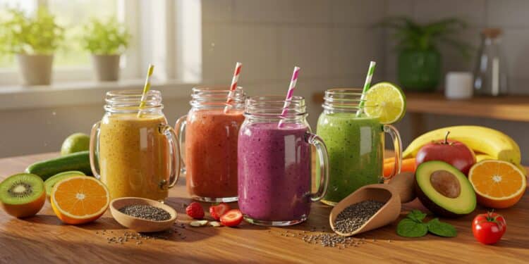 15 Smoothies Sains Pour Booster Vos Matins - Viral Mag Découvrez 15 recettes de smoothies sains et délicieux pour démarrer vos journées avec énergie Faciles à préparer riches en nutriments Viral Mag