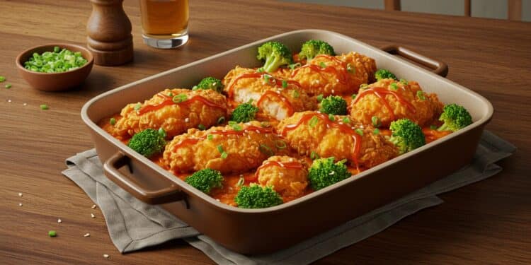 Découvrez la recette du Bang Bang Chicken Casserole un plat savoureux mêlant poulet croustillant brocoli et sauce épicée Parfait pour un dîner sain    Viral Mag