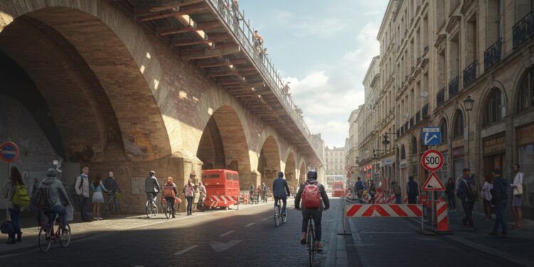 Bordeaux : Tensions sur le Pont de Pierre en Travaux - Viral Mag À Bordeaux les travaux du pont de Pierre compliquent la cohabitation entre piétons cyclistes et trottinettes Découvrez les défis et solutions face à ce chaos urbain Viral Mag