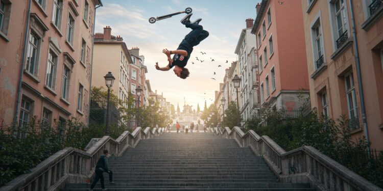 Calum Connor 18 ans défie les 25 marches de Lyon avec un backflip en trottinette Découvrez son exploit légendaire dans lunivers des sports extrêmes   Viral Mag