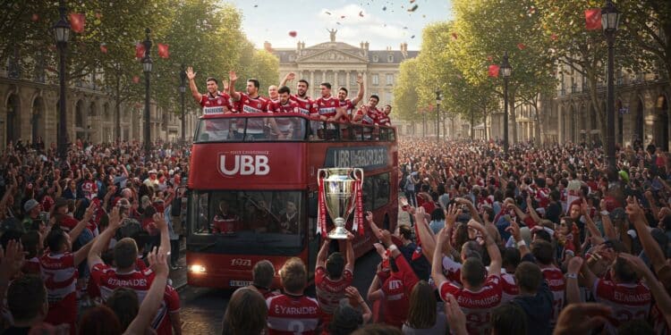 Champions Parade UBB : Bordeaux Fête Ses Héros - Viral Mag LUBB célèbre sa victoire en Champions Cup avec une parade à Bordeaux Rejoignez la fête place des Quinconces pour un moment historique Viral Mag