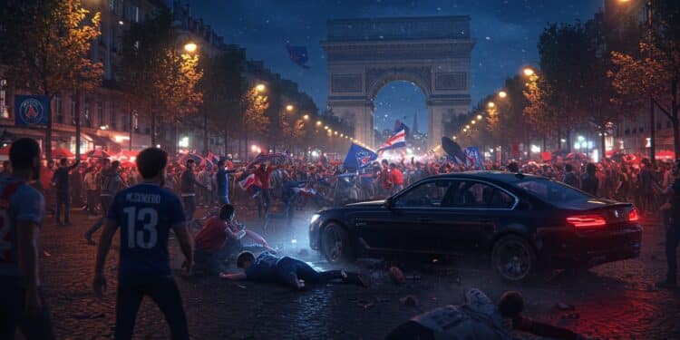 Chaos Après PSG-Arsenal : Une Voiture Fonce sur la Foule - Viral Mag Après la victoire du PSG une voiture percute des supporters près des Champs Élysées blessant trois personnes Que sest il passé Découvrez les détails Viral Mag