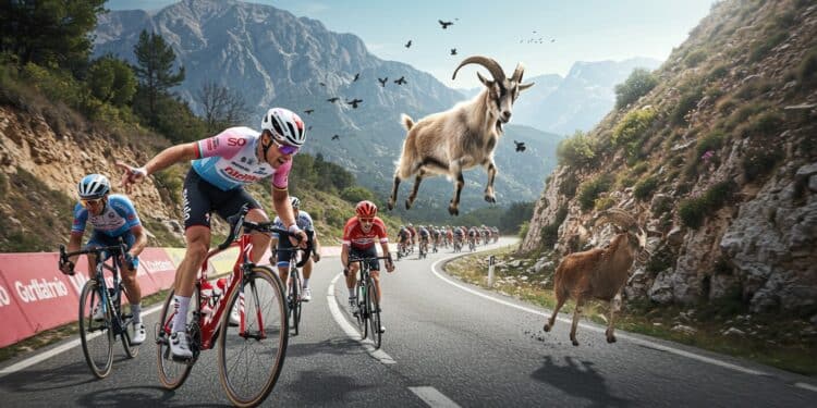 Chèvre Fait Dérailler Giro : Incident Insolite - Viral Mag Un coureur du Giro 2025 échappe à une chute après une collision avec une chèvre en Albanie Découvrez cet incident insolite et ses impacts sur la course Viral Mag