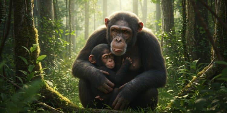 Chimpanzés : Un Attachement Mère-Enfant Unique - Viral Mag Explorez comment lattachement mère enfant chez les chimpanzés sauvages reflète des liens humains avec des différences marquantes Une étude fascinante Viral Mag