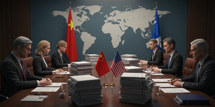 Chine-USA : Négociations Cruciales Pour la Paix Commerciale - Viral Mag Chine et USA négocient à Genève pour apaiser la guerre commerciale Quels enjeux et concessions pour calmer les tensions économiques mondiales Viral Mag