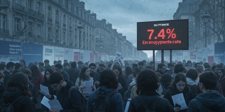 Chômage en France : Hausse à 7,4 % en 2025 - Viral Mag Le chômage en France grimpe à 74 au 1er trimestre 2025 avec 64 000 demandeurs demploi en plus Découvrez les causes et impacts de cette hausse Viral Mag