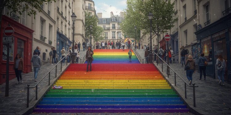 À Paris des escaliers arc en ciel symbole de diversité repeints en blanc Acte homophobe ou simple vandalisme  Découvrez les réactions et lenquête   Viral Mag