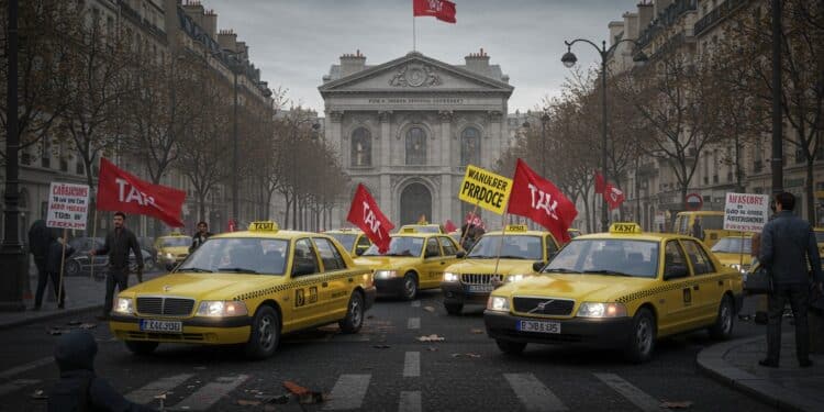 Grève des Taxis à Paris : Colère et Blocages - Viral Mag Les taxis parisiens en grève bloquent Paris contre la nouvelle tarification de lAssurance maladie Découvrez les raisons de leur colère et limpact sur la capitale Viral Mag