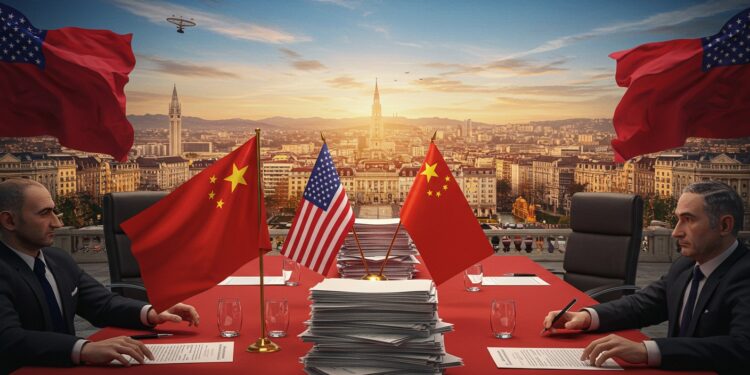 Guerre Commerciale : Négociations Sino-Américaines - Viral Mag Trump optimiste avant la reprise des pourparlers avec la Chine à Genève Découvrez les enjeux et impacts de cette guerre commerciale Viral Mag