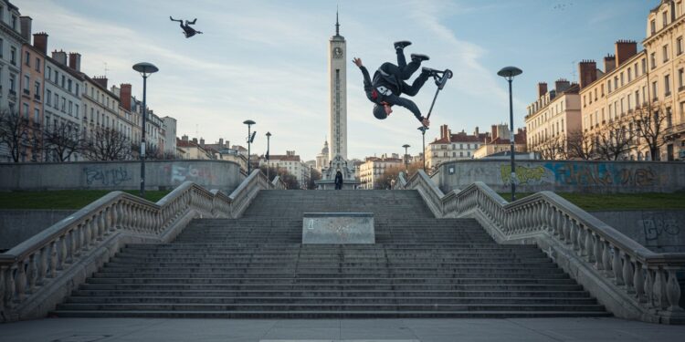 À Lyon Calum Connor 18 ans réalise un backflip spectaculaire sur les 25 marches mythiques Découvrez cet exploit en trottinette freestyle    Viral Mag