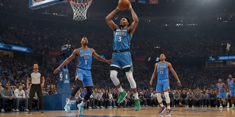 Minnesota Domine OKC : Espoir en Finale de Conférence - Viral Mag Minnesota écrase Oklahoma City 143 101 en finale de Conférence Ouest Anthony Edwards brille lespoir renaît pour les Wolves Match 4 à venir Viral Mag